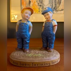 Vintage 1983 Country Store - You been farming long?Little Farmers Figurine RARE!